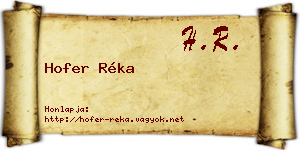 Hofer Réka névjegykártya
